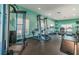 Community gym features weight training and cardio machines with a large window for ample natural light at 14614 Rannoch Moor Pl, Wimauma, FL 33598