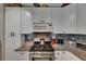 Modern kitchen with stainless steel appliances, granite countertops, stylish backsplash, and ample white cabinetry at 17711 Hampshire Oak Dr, Tampa, FL 33647