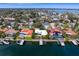 Waterfront houses with private boat docks, swimming pools, and lush landscaping at 1960 Montana Ne Ave, St Petersburg, FL 33703