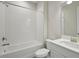 Modern bathroom with shower, vanity, and toilet at 3818 Farm Garden Ct, Lakewood Ranch, FL 34211