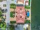 Overhead view of beautiful waterfront property, highlighting the pool, landscaping, and architectural design at 5810 Mariner St, Tampa, FL 33609