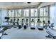 Community gym with cardio machines and floor-to-ceiling windows providing ample natural light at 5933 Caldera Ridge Dr, Lithia, FL 33547