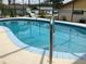 Sparkling backyard pool features a safety handrail and crystal clear water, great for outdoor fun at 6488 Robinswood Ave, Brooksville, FL 34602