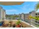 Enjoy city views from this condo balcony with potted plants at 7922 Sailboat Key S Blvd # 608, South Pasadena, FL 33707