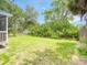 View of a backyard featuring a well-maintained lawn and lush greenery, providing a private outdoor space at 106 E Cedar St, Tarpon Springs, FL 34689