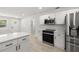Modern kitchen with white cabinets, stainless steel appliances, and an island, creating an ideal cooking and gathering space at 2157 20Th Sw Ave, Largo, FL 33774