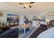 Open concept living room showcases wood floors, modern furnishings, and a view of the kitchen at 2401 66Th S Ave, St Petersburg, FL 33712