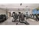 Spacious fitness center with modern exercise equipment, ceiling fans, and large windows at 29807 Imperati Blvd, Wesley Chapel, FL 33543