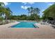 Community pool area featuring lounge chairs, umbrellas, and ample space for relaxation at 29903 Baywood Ln, Wesley Chapel, FL 33543