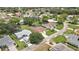 Aerial perspective of a residential street featuring well-kept homes with green lawns and mature trees at 9346 Southern Belle Dr, Weeki Wachee, FL 34613