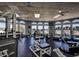 Bright gym with modern equipment, expansive windows, and ceiling fans overlooking scenic views at 9346 Southern Belle Dr, Weeki Wachee, FL 34613