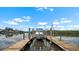 Private boat dock featuring a boat on a lift on a sunny day at 100 18Th Nw St, Ruskin, FL 33570