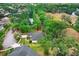 Aerial view showcases the property backing to a pond, with mature trees and a well-manicured lawn at 1934 Samantha Ln, Valrico, FL 33594