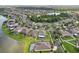 Beautiful aerial view showcasing well-maintained homes, landscaping, and a scenic pond in the neighborhood at 20102 Oakflower Ave, Tampa, FL 33647