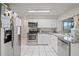 Well-equipped kitchen featuring stainless steel appliances, white cabinetry, and a tile backsplash at 3640 Cheswick Dr, Holiday, FL 34691