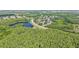 Expansive aerial view of a neighborhood nestled amidst lush greenery and a serene lake at 3713 Lonewood Ct, Land O Lakes, FL 34638