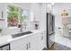 Close up of kitchen sink with white cabinetry, stainless steel appliances, and a view of the backyard at 3843 Neptune Se Dr, St Petersburg, FL 33705