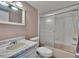 Bathroom featuring bright countertops with a shower and toilet, and a single sink vanity at 508 E Brentridge, Brandon, FL 33511