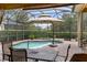 Screened in pool area with pool, outdoor seating, and lush landscaping at 8308 Mobile Cir, Weeki Wachee, FL 34613
