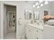 Well-lit bathroom with a marble-topped vanity and modern fixtures, exuding elegance and functionality at 919 Ballinger Rd, Lutz, FL 33548
