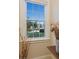 Window with a view of a lake and trees, complemented by decorative vases at 919 Ballinger Rd, Lutz, FL 33548