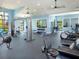 Bright gym featuring modern equipment, fans, and views of the outdoors at 10153 Spruce River Way, Parrish, FL 34219