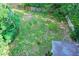 Aerial view of backyard showing fence lines and trees, with a lawn area at 1262 Jeffords St, Clearwater, FL 33756