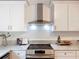 Close-up highlighting the sleek stainless steel cooktop and marble countertops in the kitchen at 1267 Woodlawn Ter, Clearwater, FL 33755
