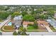 An aerial view of a residential neighborhood showcasing tree-lined streets and homes with swimming pools at 13563 Cordova Dr, Largo, FL 33774