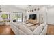 Bright living room with access to outdoor pool, featuring white walls, hardwood floors and modern decor at 2214 132Nd E Pl, Parrish, FL 34219