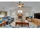 Inviting living room with a fireplace, ceiling fan, and comfortable seating arrangements at 2811 Barret Ave, Plant City, FL 33566