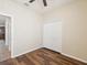 Bedroom with hardwood floors, ceiling fan and a closet at 12212 Mcmullen Loop, Riverview, FL 33569