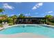 Gorgeous pool with modern design, surrounded by lush landscaping and an inviting outdoor living space at 13916 Wellesford Way, Tampa, FL 33624