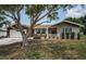Charming single-story home with stone facade, well-manicured lawn, and mature shade tree at 1402 Oleander Dr, Tarpon Springs, FL 34689