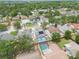 Expansive aerial view of neighborhood featuring lush landscaping and private pools at 1472 Bay View St, Tarpon Springs, FL 34689