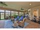 Inviting sunroom with comfortable seating, a view of the outdoors, and a ceiling fan at 15303 Valencia Del Sol St, Wimauma, FL 33598