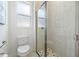 Modern bathroom with walk-in shower, toilet, and mosaic tile floor at 16712 Courtyard Loop, Land O Lakes, FL 34638