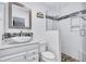 Bathroom featuring a vessel sink, modern fixtures, and a tiled glass-enclosed shower at 2620 49Th N Ave, St Petersburg, FL 33714
