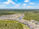 An aerial view of the homes in the community surrounded by lush forest and with water features nearby at 4166 Epic Cv, Land O Lakes, FL 34638