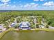 Aerial view of the community clubhouse surrounded by walkways, pool and playground, and lush landscaping at 4166 Epic Cv, Land O Lakes, FL 34638