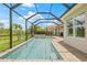 This screened-in lanai features a pool with a view to the backyard at 4166 Epic Cv, Land O Lakes, FL 34638