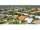 An aerial shot of a residential neighborhood with well-manicured lawns, mature trees, and a tranquil lake at 5001 Queen Palm Ne Ter, St Petersburg, FL 33703
