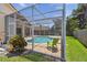 Lush pool area with screened enclosure, brick patio, and comfortable seating, perfect for relaxation and outdoor gatherings at 5001 Queen Palm Ne Ter, St Petersburg, FL 33703