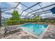 An inviting pool area featuring a tanning ledge, lounge chairs, and lush landscaping for a tranquil outdoor experience at 5724 Shell Ridge Dr, Lithia, FL 33547