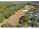 Aerial view of community amenities including green space, lake, park and basketball court at 8736 Huntfield St, Tampa, FL 33635