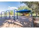 Community playground with slides, swings, picnic tables, and shaded seating at 8736 Huntfield St, Tampa, FL 33635
