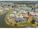 Aerial view of lakeside homes in a scenic residential community at 106 Silverbell Ct, Sun City Center, FL 33573