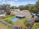 Aerial view of the backyard with an above ground pool at 12106 Meadow Ln, San Antonio, FL 33576