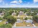 A sprawling neighborhood with mature trees and well-kept homes, one featuring a backyard pool at 12106 Meadow Ln, San Antonio, FL 33576