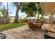 Relaxing backyard patio area featuring outdoor furniture and mature trees at 1453 62Nd S Ter, St Petersburg, FL 33705